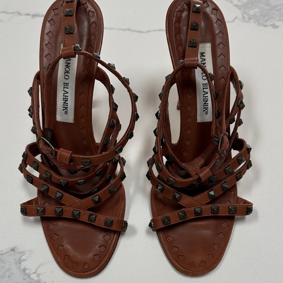 Manolo Blahnik Shoes - Manolo Blahnik Studded Brown Sandals
